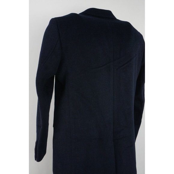 New $695 Jack Victor Jenson Mens 40R Dark Blue Flannel Wool Notch Top Over Coat - Picture 5 of 8